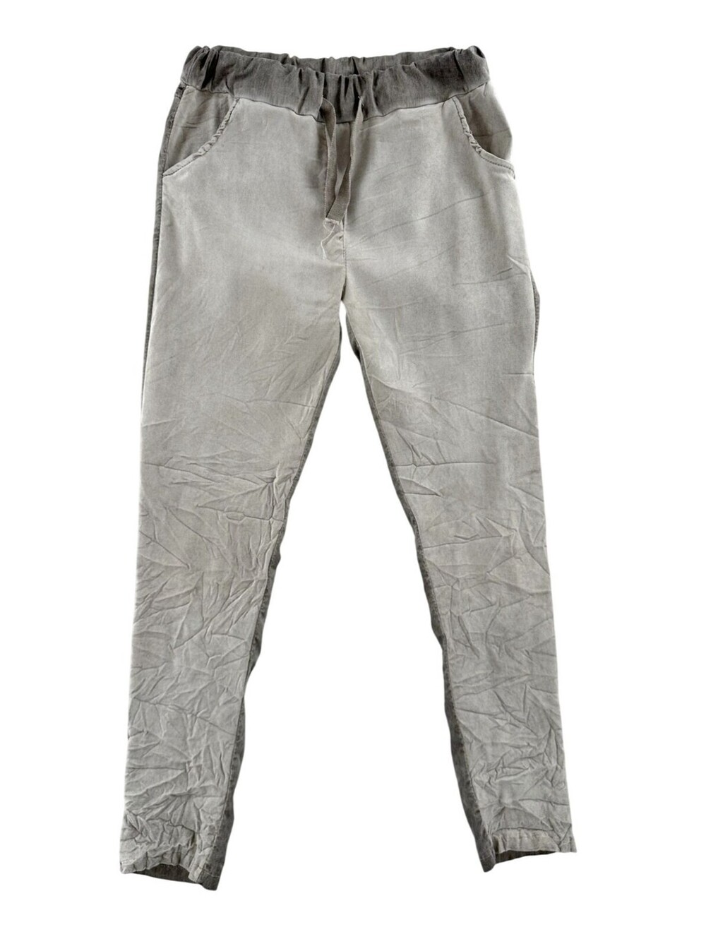 Tina Stephens Made in Italy Two-Tone Cotton Stretch Drawstring Pants Small